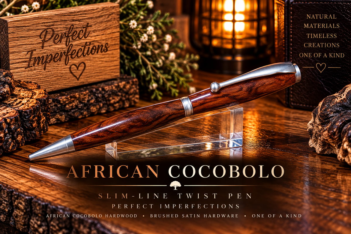 African Cocobolo | Hand-Turned Hardwood Slim-Line Pen