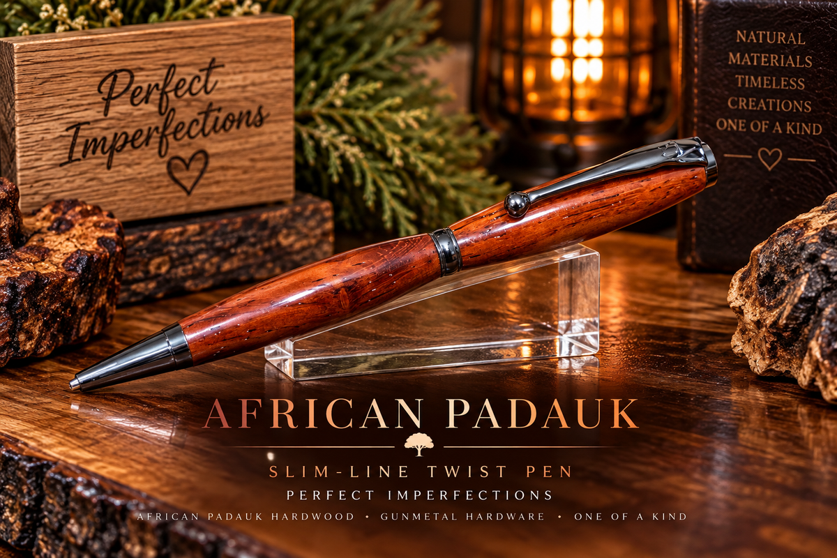African Padauk | Hand-Turned Hardwood Slim-Line Pen