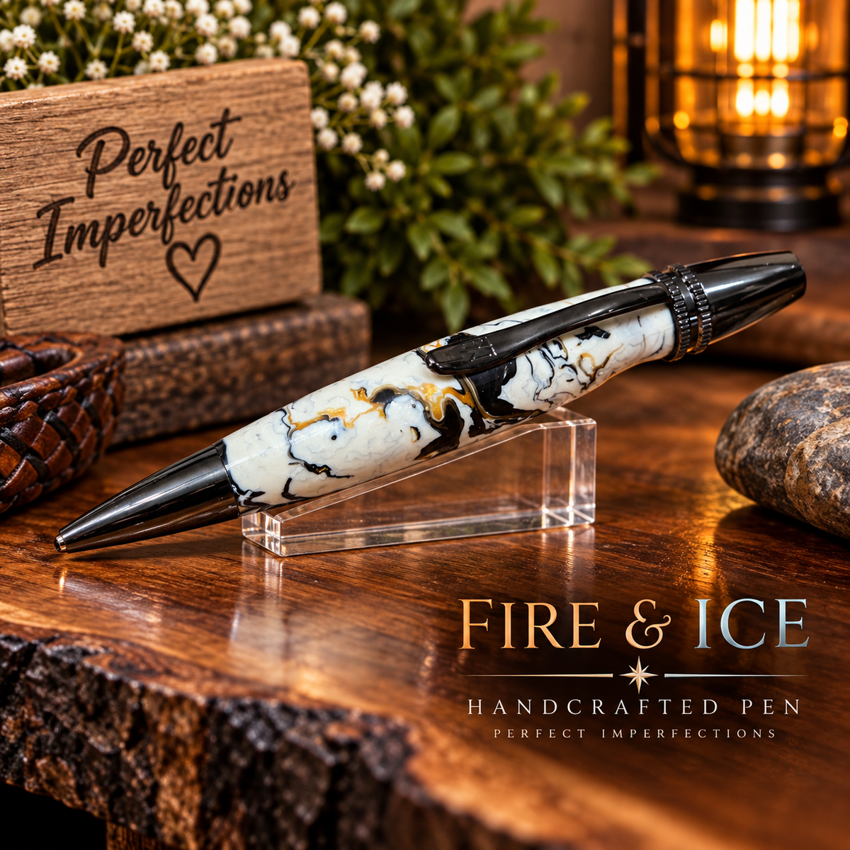Fire & Ice | Hand-Turned Acrylester Polaris Pen