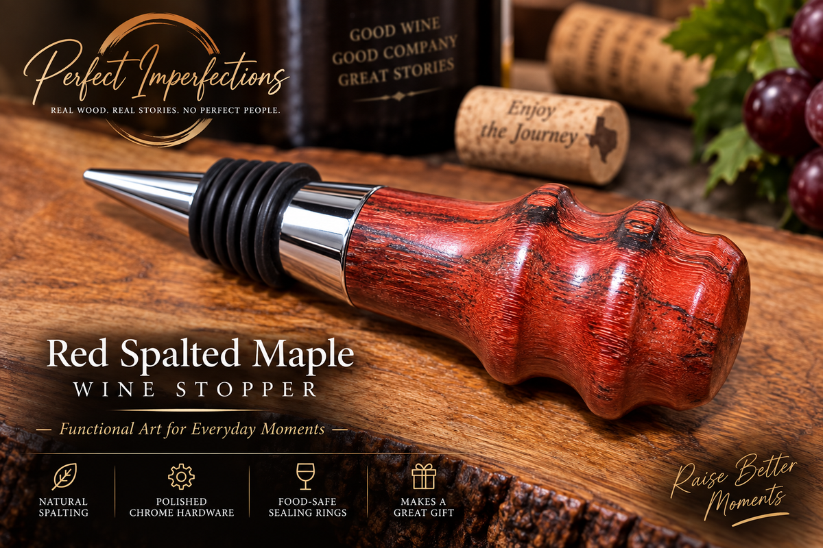 Red Spalted Maple | Hand-Turned Wine Stopper
