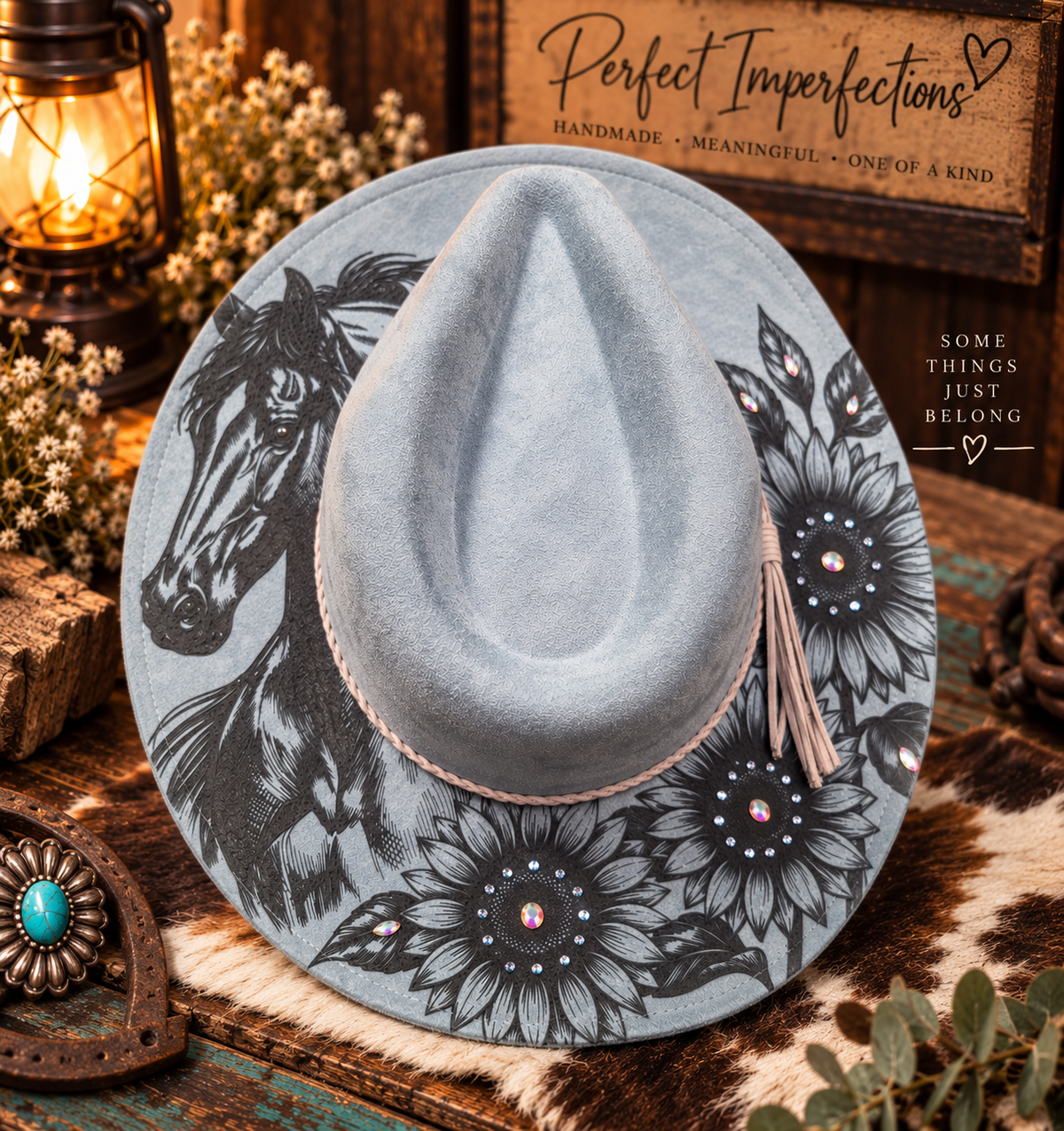 Steel Magnolia | One-of-a-Kind Laser-Engraved Felt Hat
