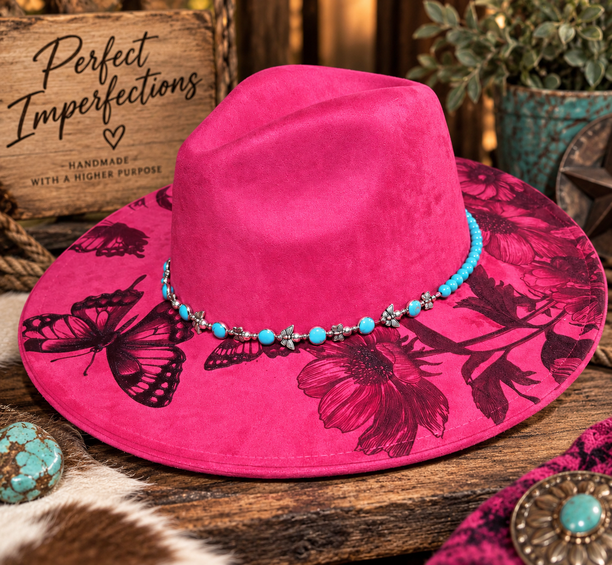 Wildflower Wings | One-of-a-Kind Laser-Engraved Felt Hat